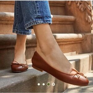 Margaux Demi Ballet Flat in Saddle Nappa (size 39W)